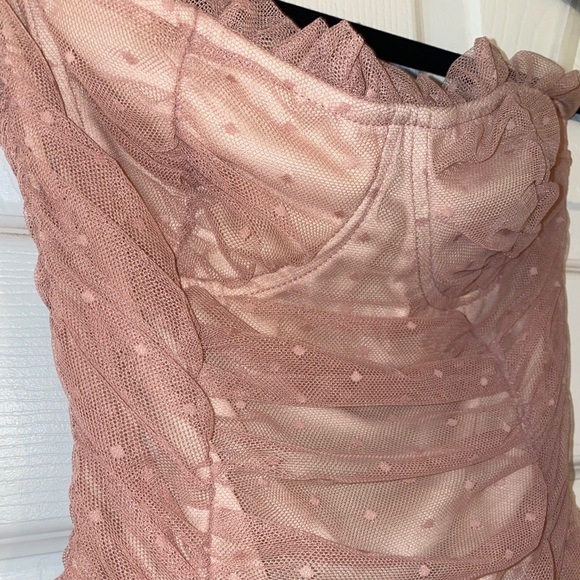 Fashion Nova Light Pink Ruched Bodysuit - Picture 3 of 4